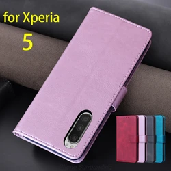 Wallet Flip Cover Pu Leather Case for Sony Xperia 5 J8210 J8270 J9210 J9260 Card Holder Phone Bags Holster Capa Fundas Coque