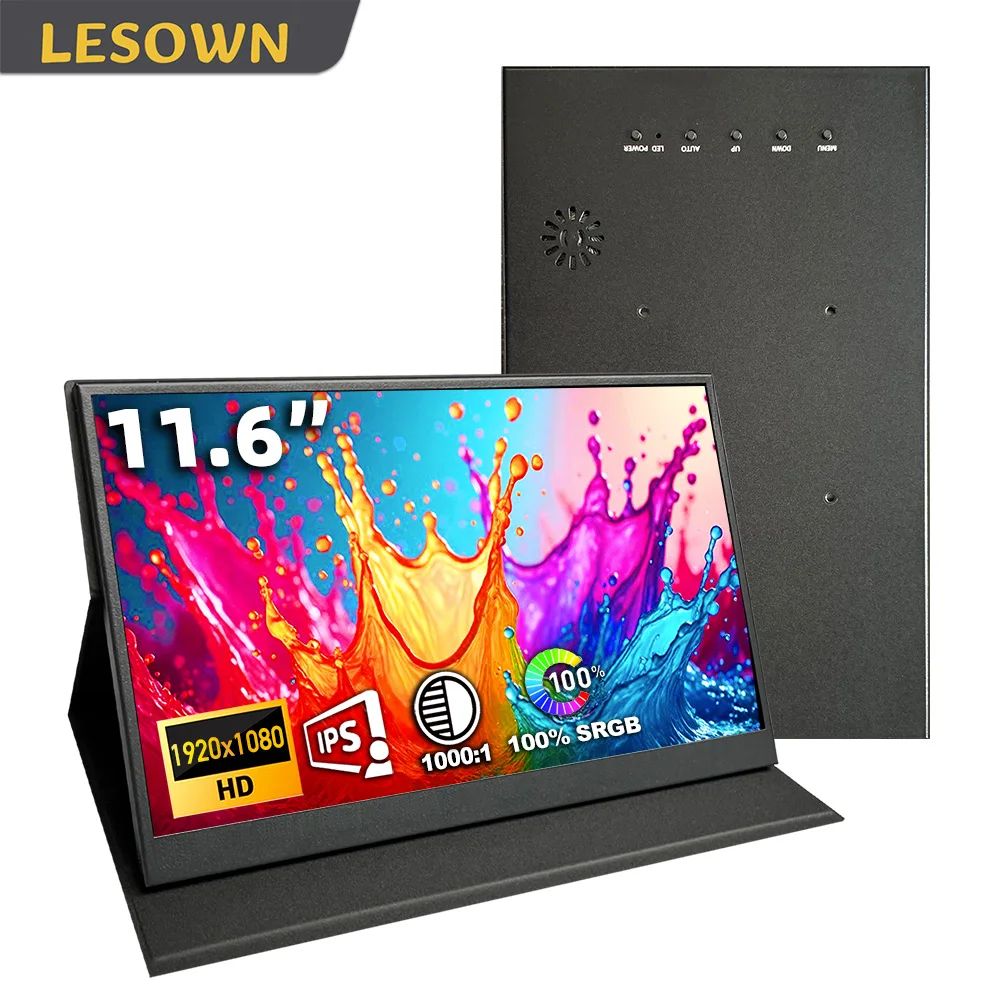 

LESOWN Raspberry Pi Monitor 11.6 Inch IPS Auxiliary Screen 1920x1080 LCD Secondary Edge Display USB-C External Screen for PC PS5