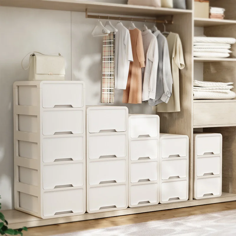 Discount! Multifunctional Plastic Chest Of Drawers Free Assembly Clothing Organizer With Removable Universal Wheels