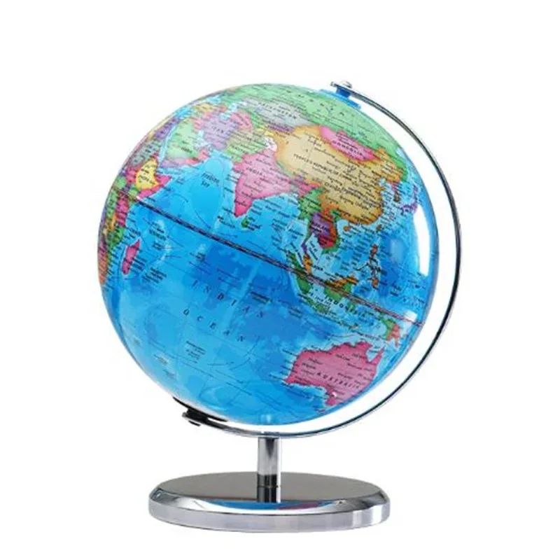 360° Rotation Globe HD Printed Full English World Desk Teaching LED Lights Globe Metal ABS Office Crafts