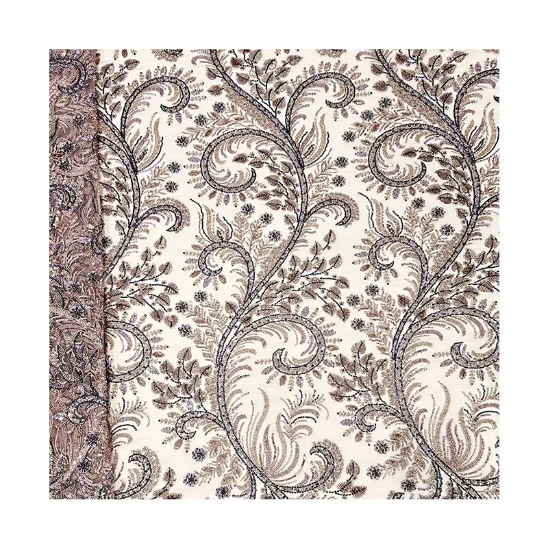 Tessuto ricamato a rete con paillettes e perline Abito da sposa pizzo moda couture