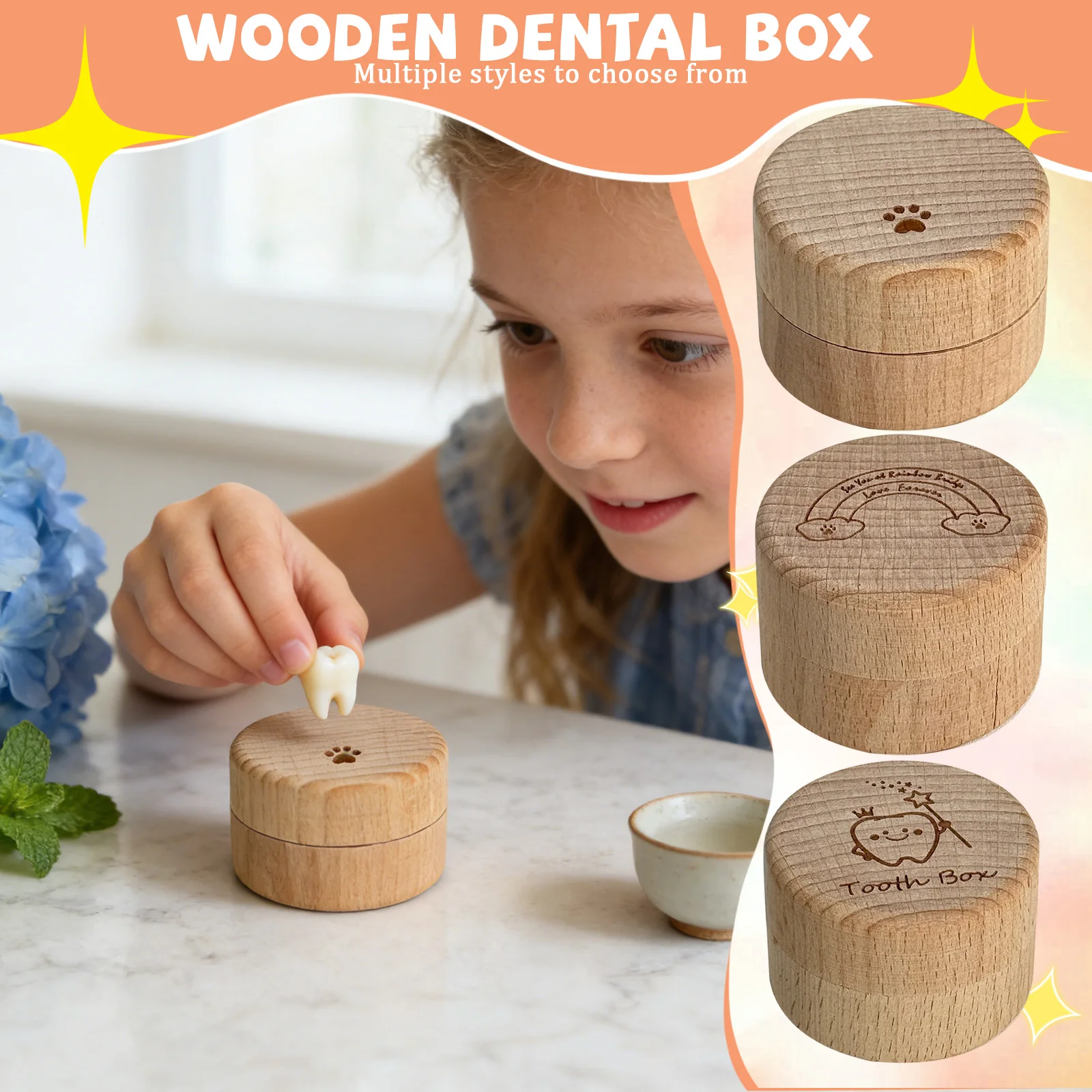 Wooden Baby Tooth Box Children's Tooth Keepsake Box Natural Wood Storage Box For Baby Teeth Portable Tooth Storage Case
