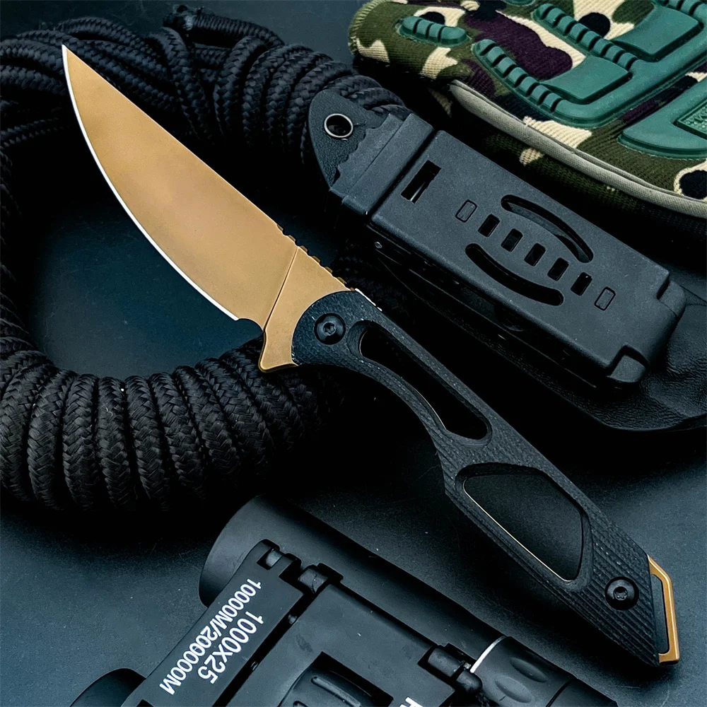 

Fixed Blade Self-Defense Knife 3.54 Inch D2 Blade G10 Handle with Sheath Lightweight Outdoor Camping Hiking Survival Tool Gift