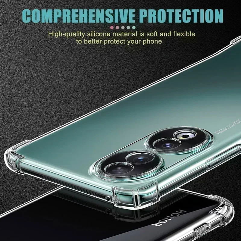 Transparent Shockproof Case For Honor 90 80 70 Pro 60 50 30 Lite Soft Silicon Shell X6 X7 X8 X9 X10 X20 SE X30 X40 GT Back Cover