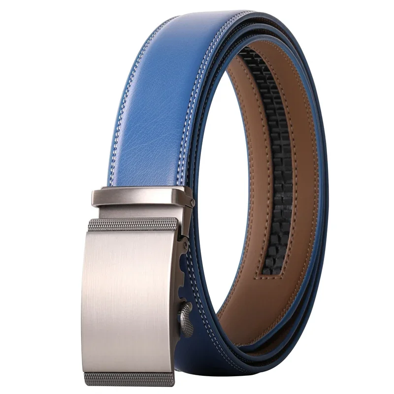 2026 Men's Business Belts Cowhide Leather Waist Strap Automatic Buckle Jeans Male Belt Casual Belts For Men High Quality B358
