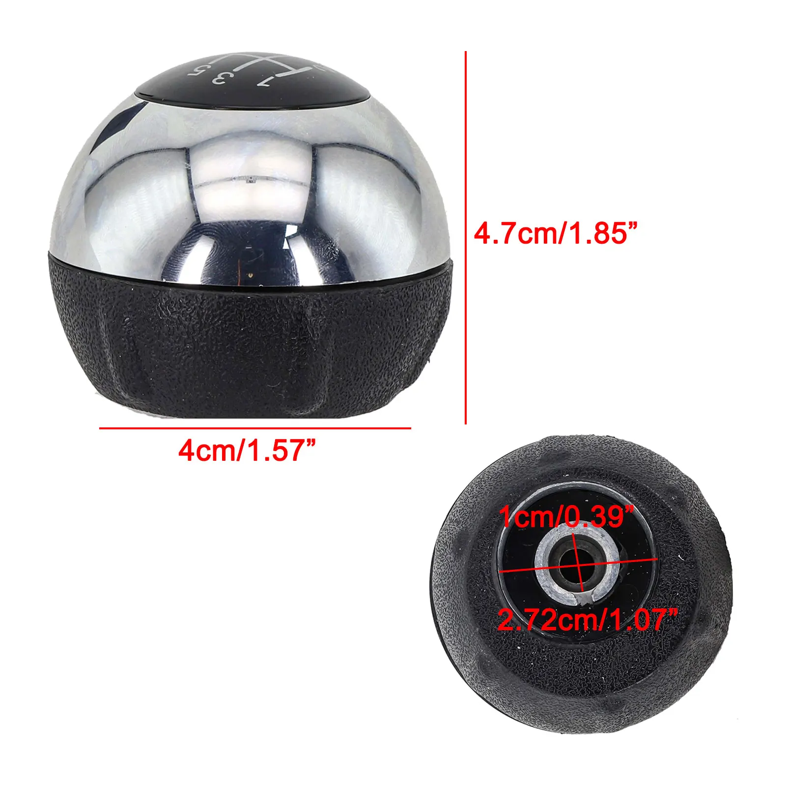 5-Speed Manual Transmission Gear Shift Knob Head for Fiat 500 2007-2018 with Chrome Black Finish Compatible with OEM 55344048
