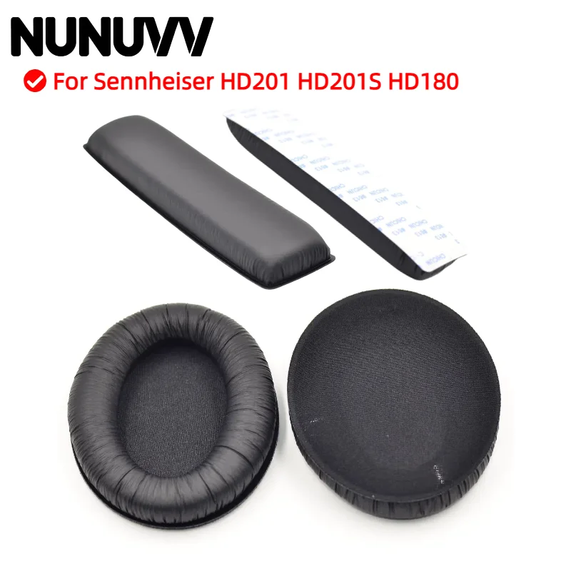 

NUNUVV Soft Foam Protein Leather Headphone Earpads Ear Pads Compatible For Sennheiser HD201 HD201S HD180 Headset Earphone Sleeve