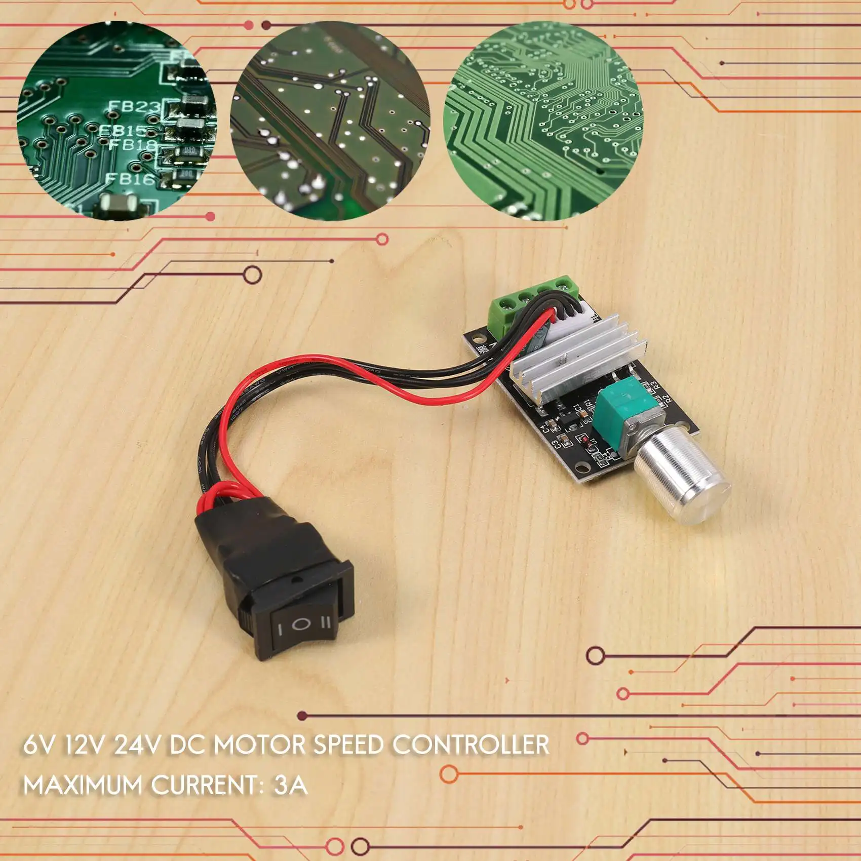 وحدة تحكم سرعة محرك تيار مستمر PWM ، تحكم في التبديل الأمامي والعكسي ، 1203B ، 6V ، 12V ، 24V