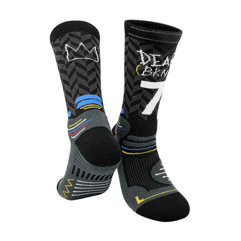 Number Unisex Sports Cool Basketball Socks Knee High Thickened Towel Bottom Cycling Running Adult Sports Socks