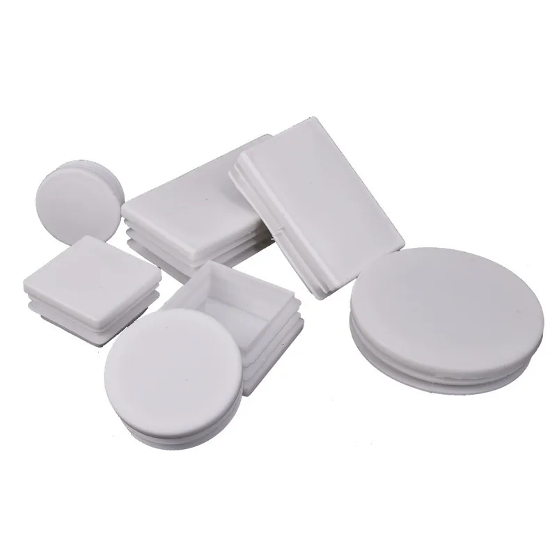 Cubierta de plástico para patas de silla de 4 piezas, inserto de tubo cuadrado blanco, 15mm, 20mm, 30mm, 40mm, Almohadillas protectoras