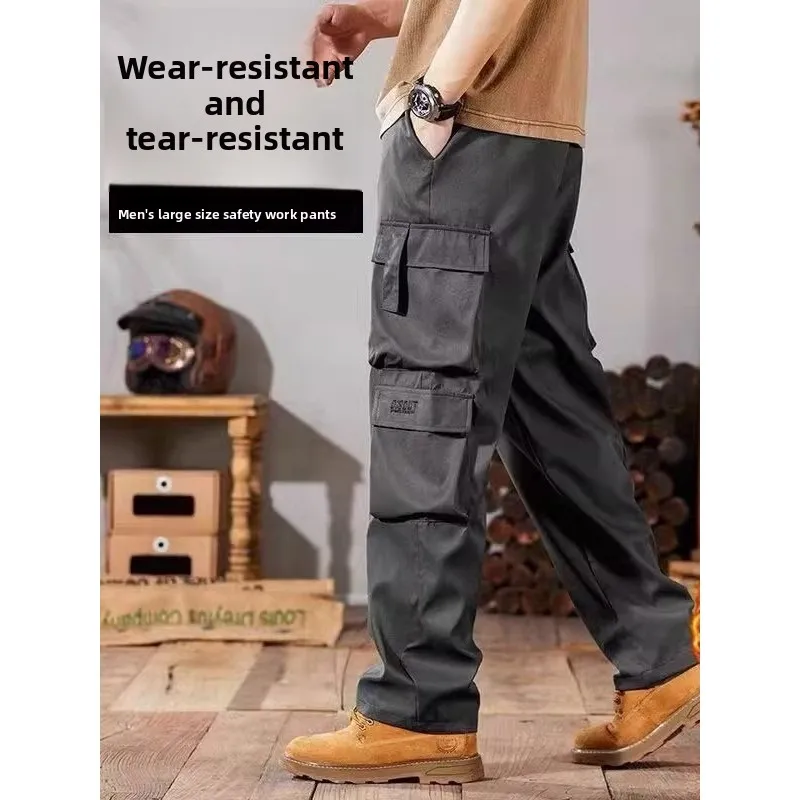 Thiened Fce اصطف التمويه العمل بنطلون الرجال الخريف الشتاء الدافئة مطاطا مكافحة السمط مقاومة للاهتراء سراويل تقليدية