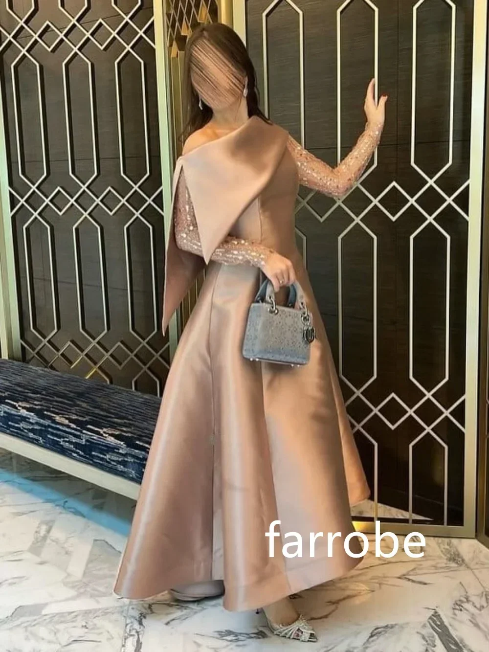 Customized Chinese Style Pleat A-line One-shoulder Midi Dresses Homecoming Dresses Formal Casual Simple Retro Fashion Elegant Pa image 4