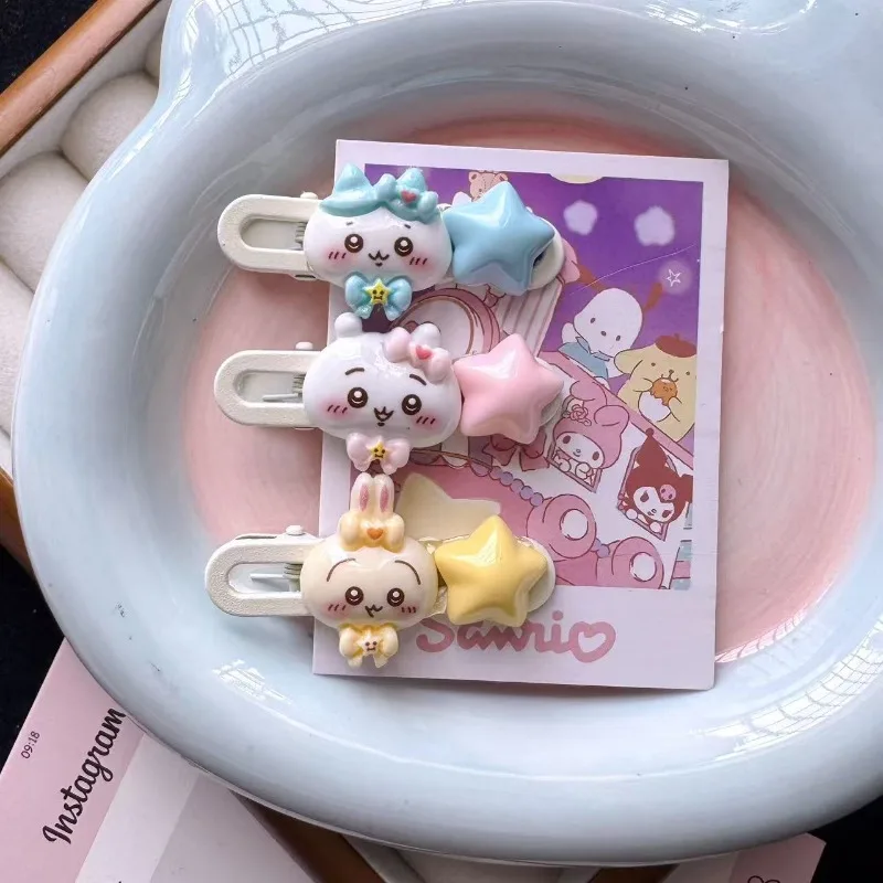 

Chiikawa Hair Clip Usagi Cartoon Kawaii Star Pattern Sweet Side Headpiece Bangs Clips Hair Accessory Children Baby Girl Gifts