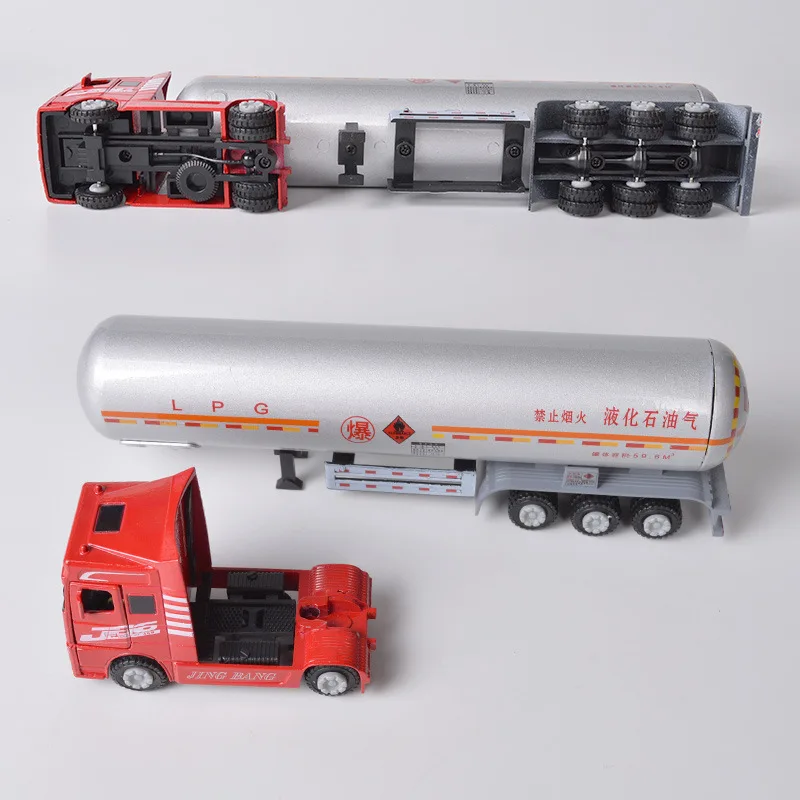 High Simulation 1:60 Alloy Trailer Tanker Model,Transportation Engineering Vehicle Toys,Sliding Transporter,Children\'s Toy Gifts