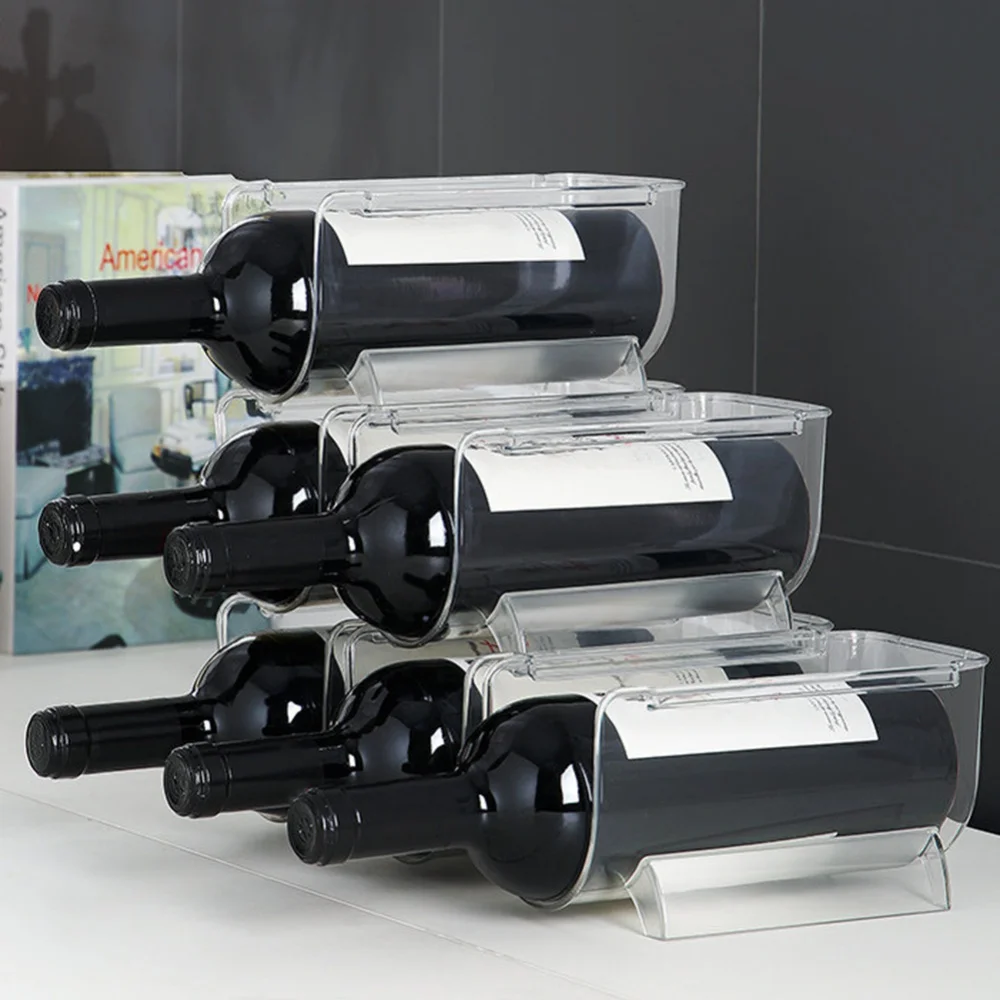 1/2/3 Gird Stackable Wine Rack Bottle Holder Kitchen Refrigerator Organizer Beverage Bottle Organizer Champagne Storage Box