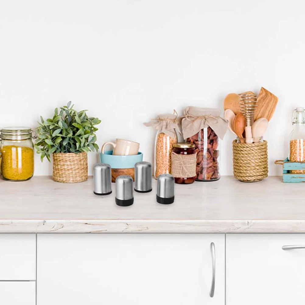 

4Pcs Seasoning Canister Spice Jars Multipurpose Kitchen Condiment Storage Bottle for Salt Sugar Pepper Powder