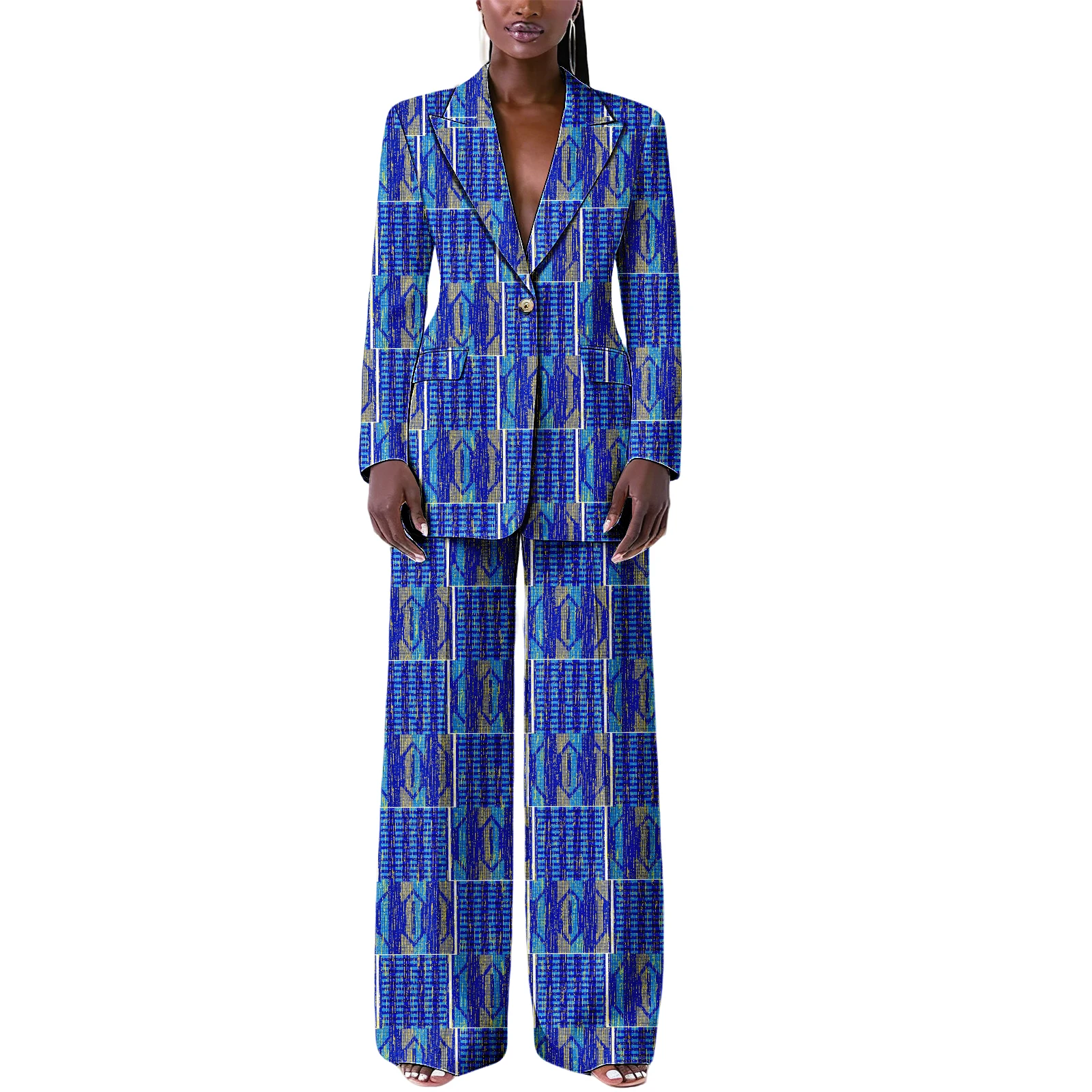 بدلة أفريقية للنساء Dashiki Kente سترات وسراويل مطبوعة مكونة من قطعتين ملابس أنيقة للحفلات والعمل