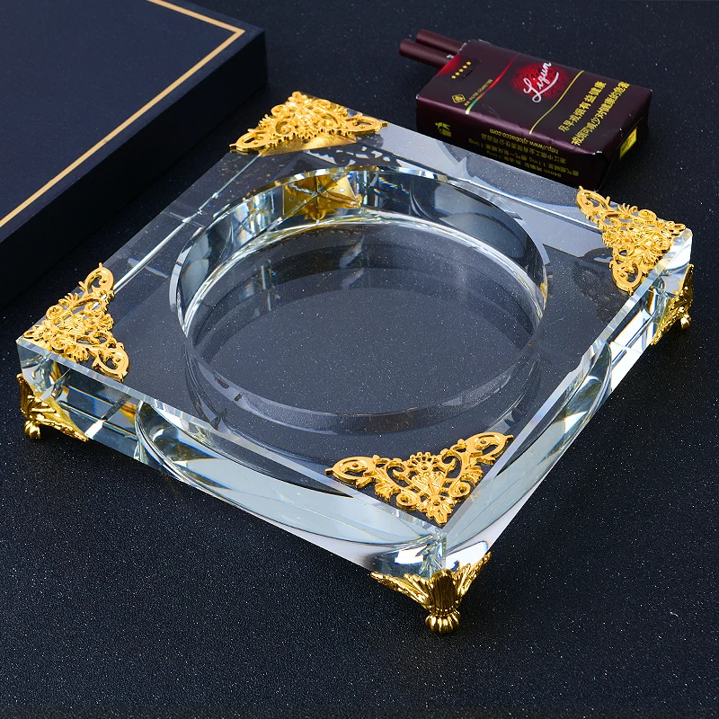 Crystal Glass Ashtray Creative Fashion Luxury Home Living Room Office Personalized Fashion Black