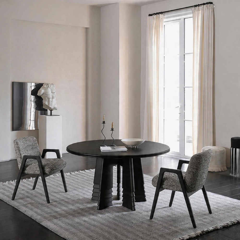

#Custom In Oak And Marble Dining Room Furniture Round Modern Dining Table Set