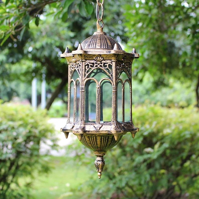 Retro gazebo waterproof outdoor chandelier corridor aisle entrance light, creative balcony chandelier outdoor garden lamp