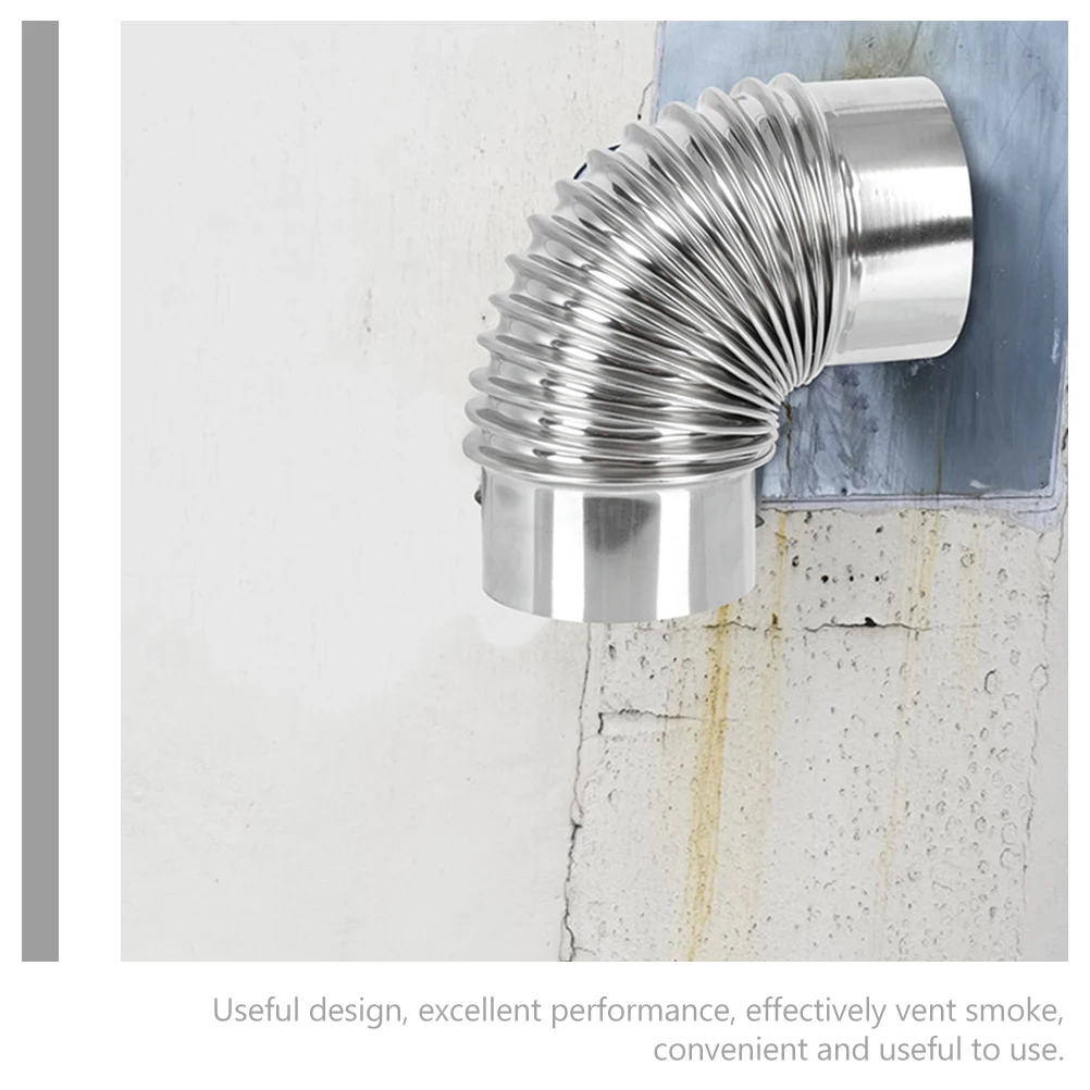 

3 pcs Stainless Steel Vent Pipe 90° Elbow Adapter Straight Chimney Flue Tube 300mm Durable Exhaust Gas Water Heater