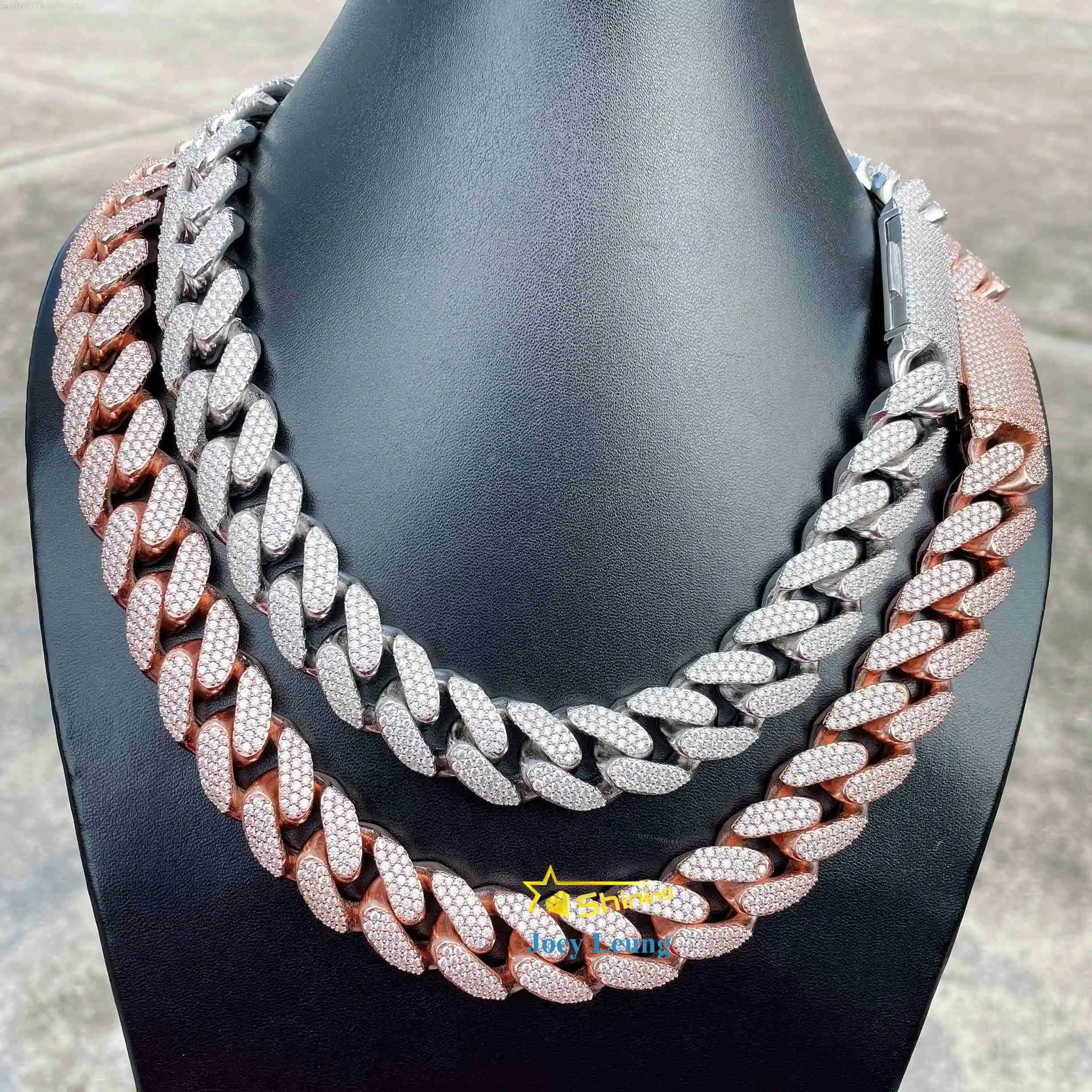 

Rapper Jewelry 18mm Round Edge Vvs Moissanite Diamond Solid Iced Out 925 Silver Cuban Link Chain Necklace Hip Hop