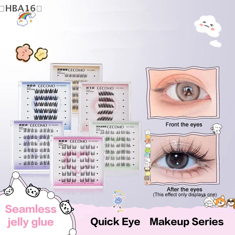 maveraHBA16 Organias Pestañas postizas autoadhesivas sin pegamento Ojos de Manga gruesos y esponjosos con alas Ojos agrandados reutilizables Pestañas fáciles de aplicar