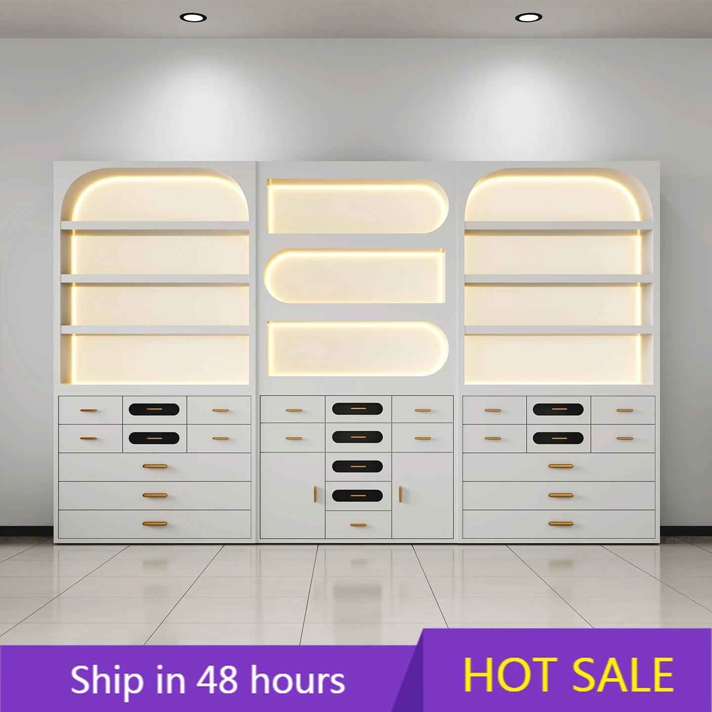 

YTYIN Yicheng Beauty Wholesale High-end Customized Nail Display Cabinet Beauty Salon Product Display Rack for Sale