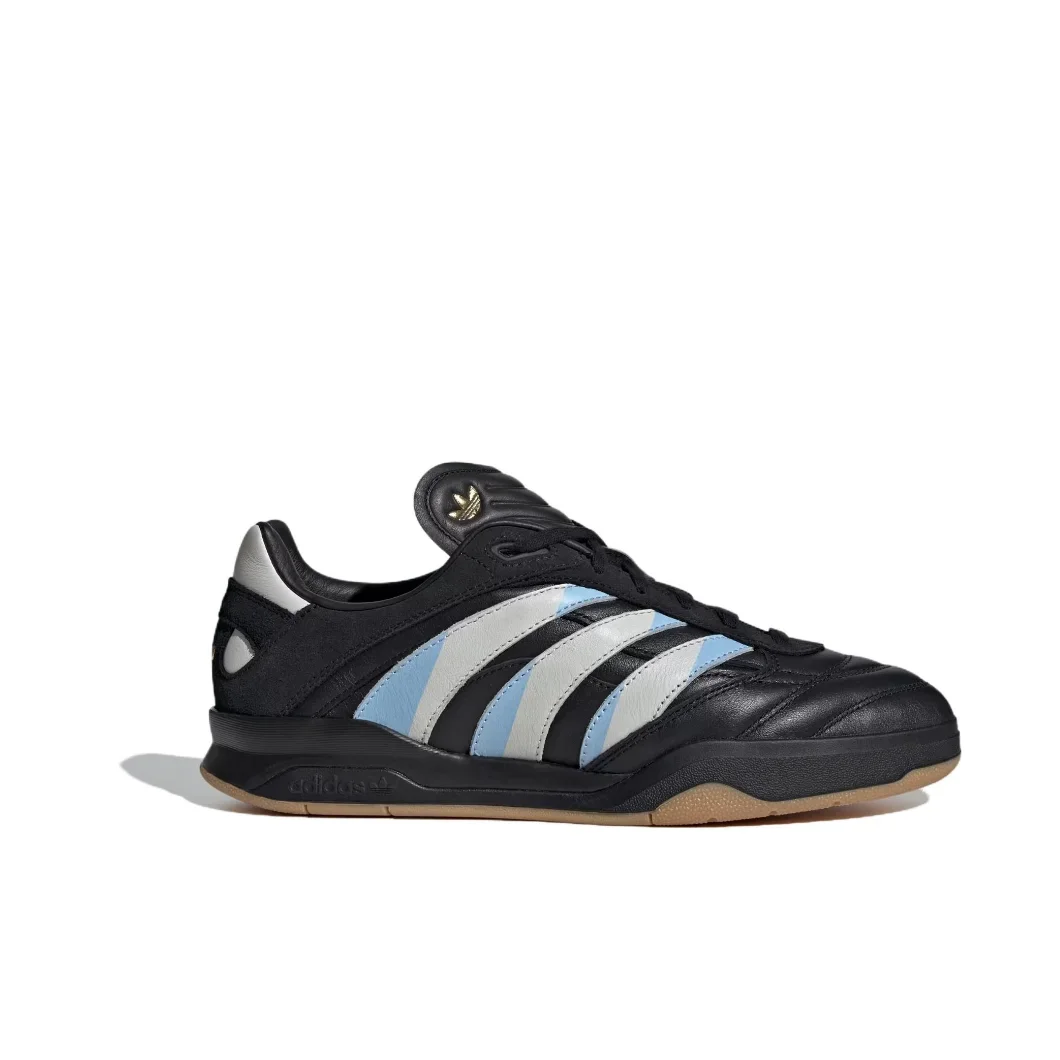 Adidas Predator Mundial Men's and Women's Stylish Low Top Casual Running Shoes Black White and Blue Colorway