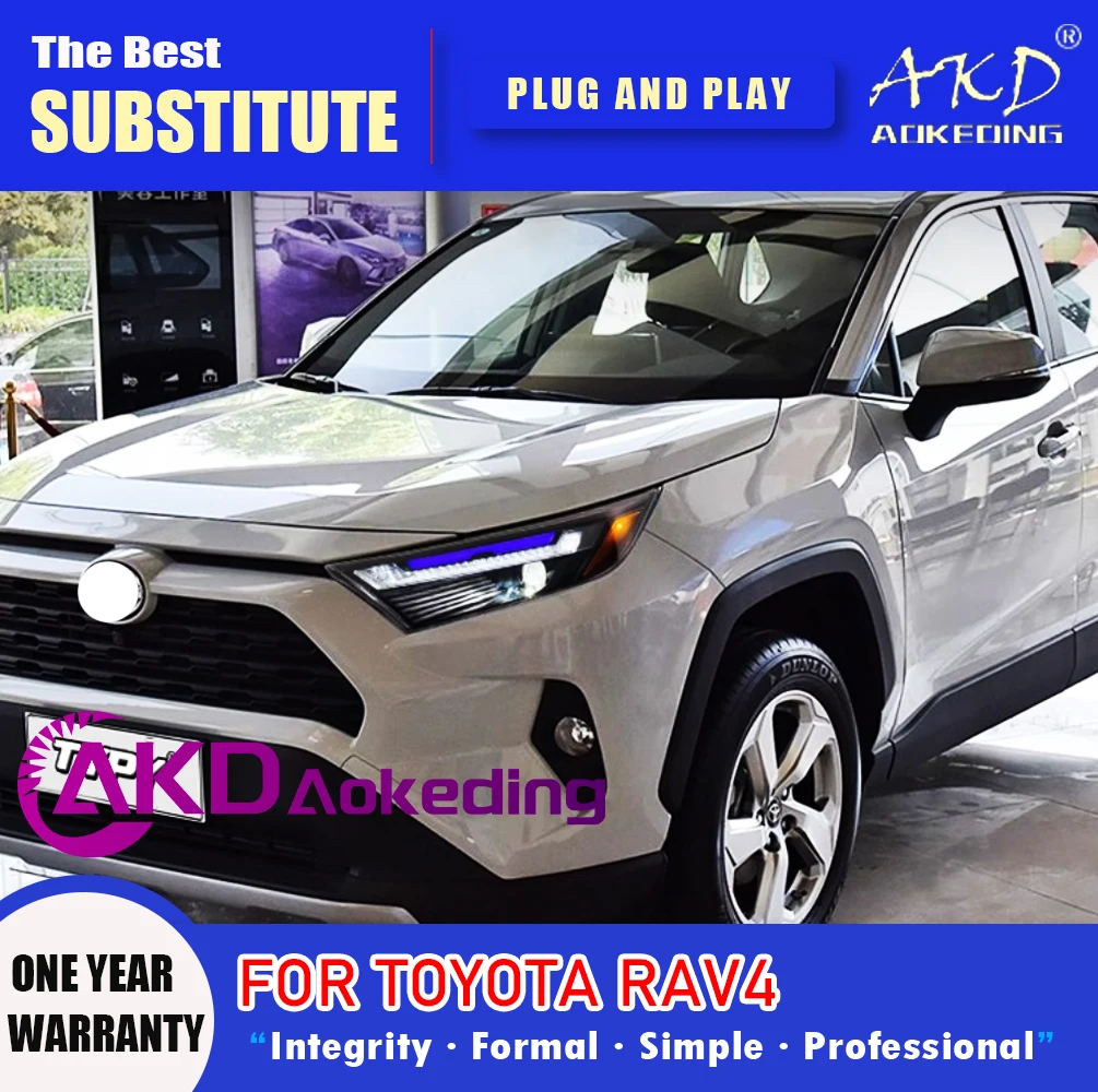 AKD Head Lamp for Toyota RAV4 LED Headlight 2019-2022 Headlights RAV4 DRL Turn Signal High Beam Angel Eye Projector Lens