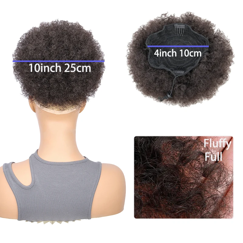 WIGSIN syntetyczny Afro Puff krótki perwersyjne kręcone włosy kok sznurkiem Wrap klip w kucyk Updo doczepiane włosy treska dla kobiet