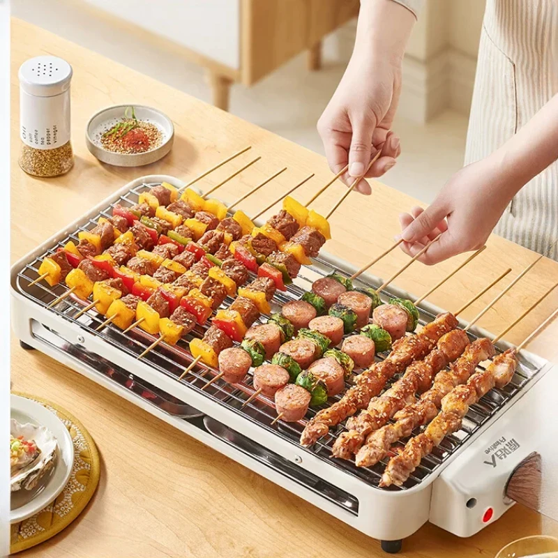 

Indoor Electric BBQ Grill, Multi-Function Roaster and Skewer Maker for Home Use, Quick Heat Grill, Compact Roasting Device