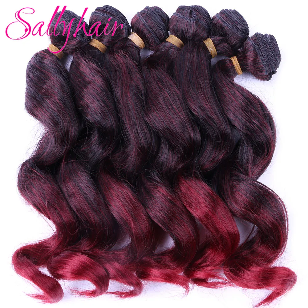 

Sallyhair синтетические свободные волнистые пряди волос 6 пучков/лот 14 дюймов Натуральные Омбре плетеные женские пряди для наращивания