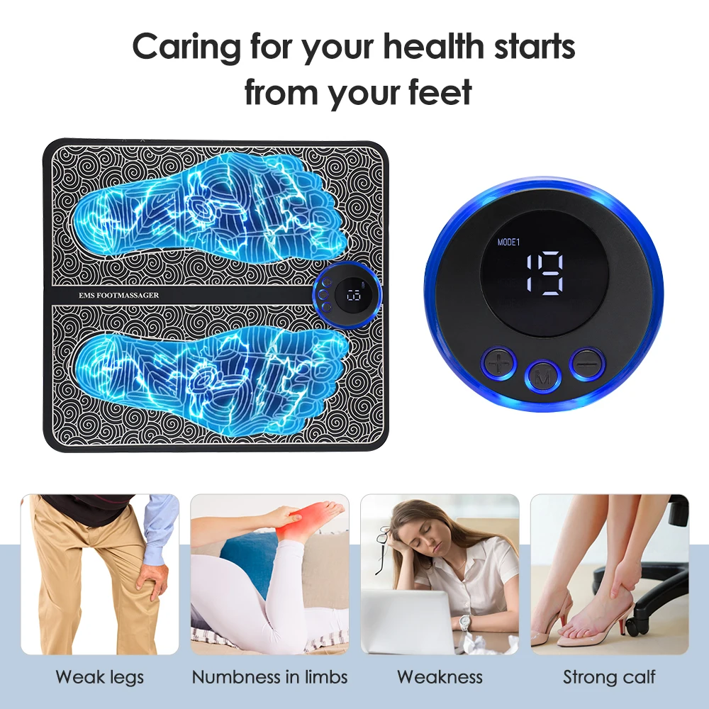 

Electric EMS Foot Massager Pad Electrical Muscle Stimulation Foot Massager USB Charging Portable Feet Acupoints Massage Mat