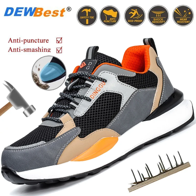 2024 Fashion Security Sport Shoes Anti-smash Anti-puncture Work Shoes Breathable Safety Shoes Men Steel Toe Protective