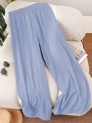 Imagen 2 del producto Pantalones informales ligeros y holgados con cintura elástica para mujer, talla grande, estilo relajado y cómodo, uso diario versátil