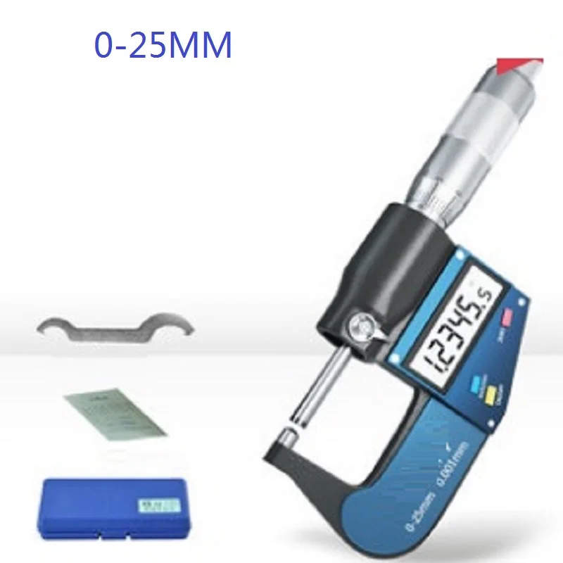 

Цифровой микрометр с точностью 0,001 мм, диапазон 0-25 мм, для измерения толщины стенки, с круглой головкой, для наружных резьбовых соединений