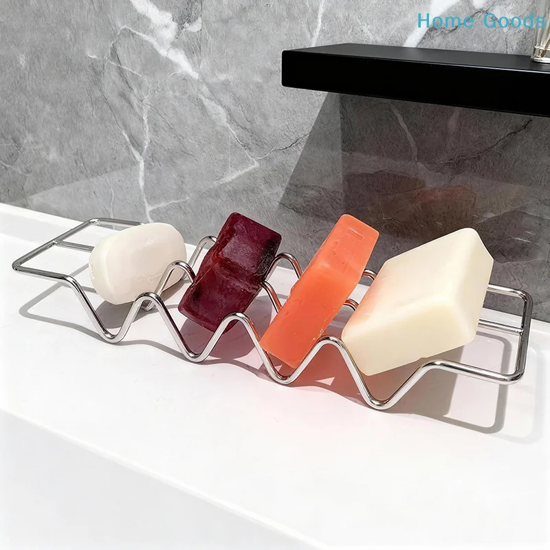 

Stainless Steel Household Draining Countertop Basin Soap Holder INS Style Soap Rack Shelf Kitchen Dish Bathroom Accessories