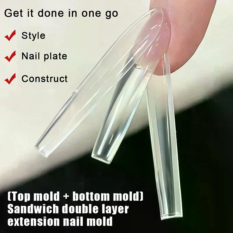 

Сэндвич-формы для двойных ногтей, 240 шт., 15 размеров, двойные формы, формы для гроба, миндалевидные формы для ногтей, верхняя форма, нижняя форма