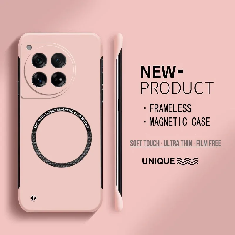 Ultra Thin Hard PC Magnetic Frameless Phone Case For Magsafe Oneplus 13 12 12R 11 11R 10T 10 9 9RT Pro Matte Color Cover