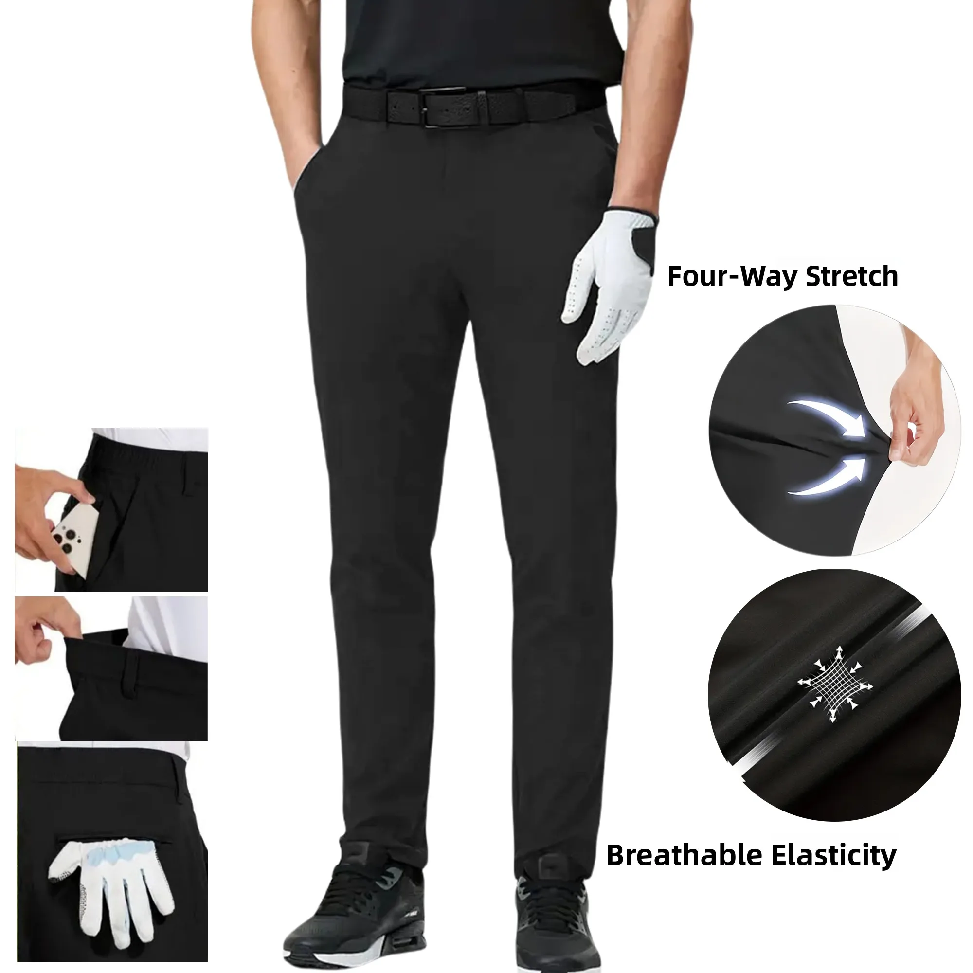 

Men's Golf Pants Spor Water-Resistant Elastic Trousers for Spring Autumn Seasonal Wear Breathable Moisture-ng orts