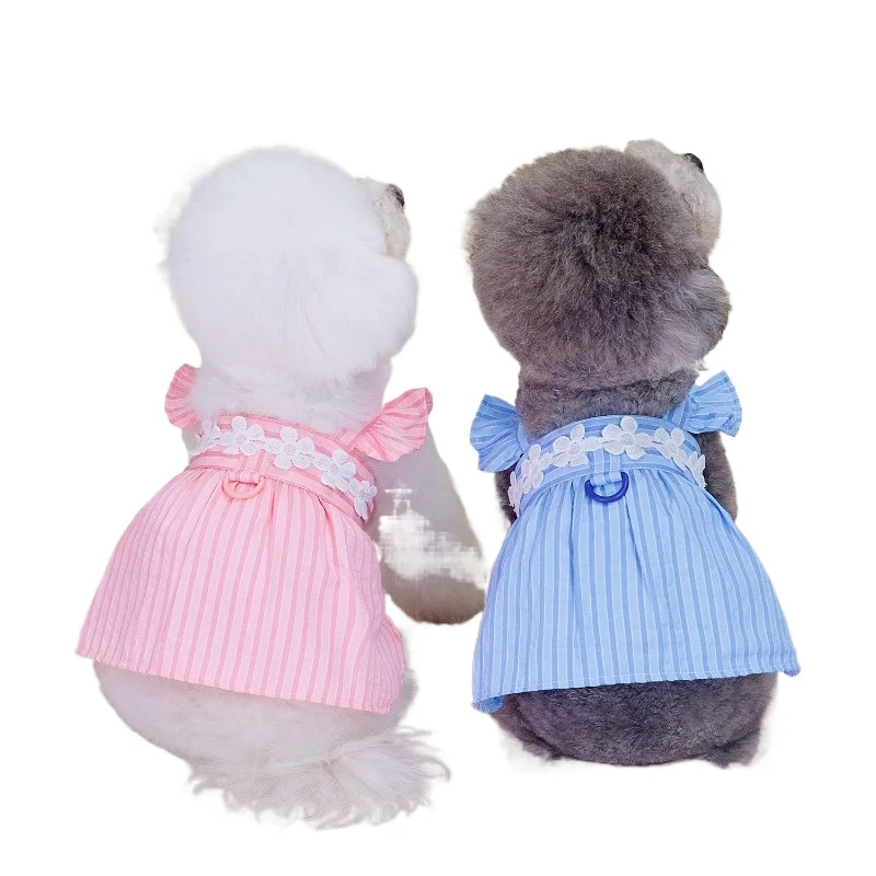 Pet Dog Clothing Pet Clothing Spring/Summer Bixiong Teddy Pet Princess Skirt 24 Vertical Bar Doll Skirt