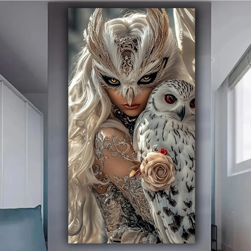 diy diamond painting Eagle Queen And Owl Jewelry cross stitch Full Round diamond art crystal mosaic portrait Home Decor view 3