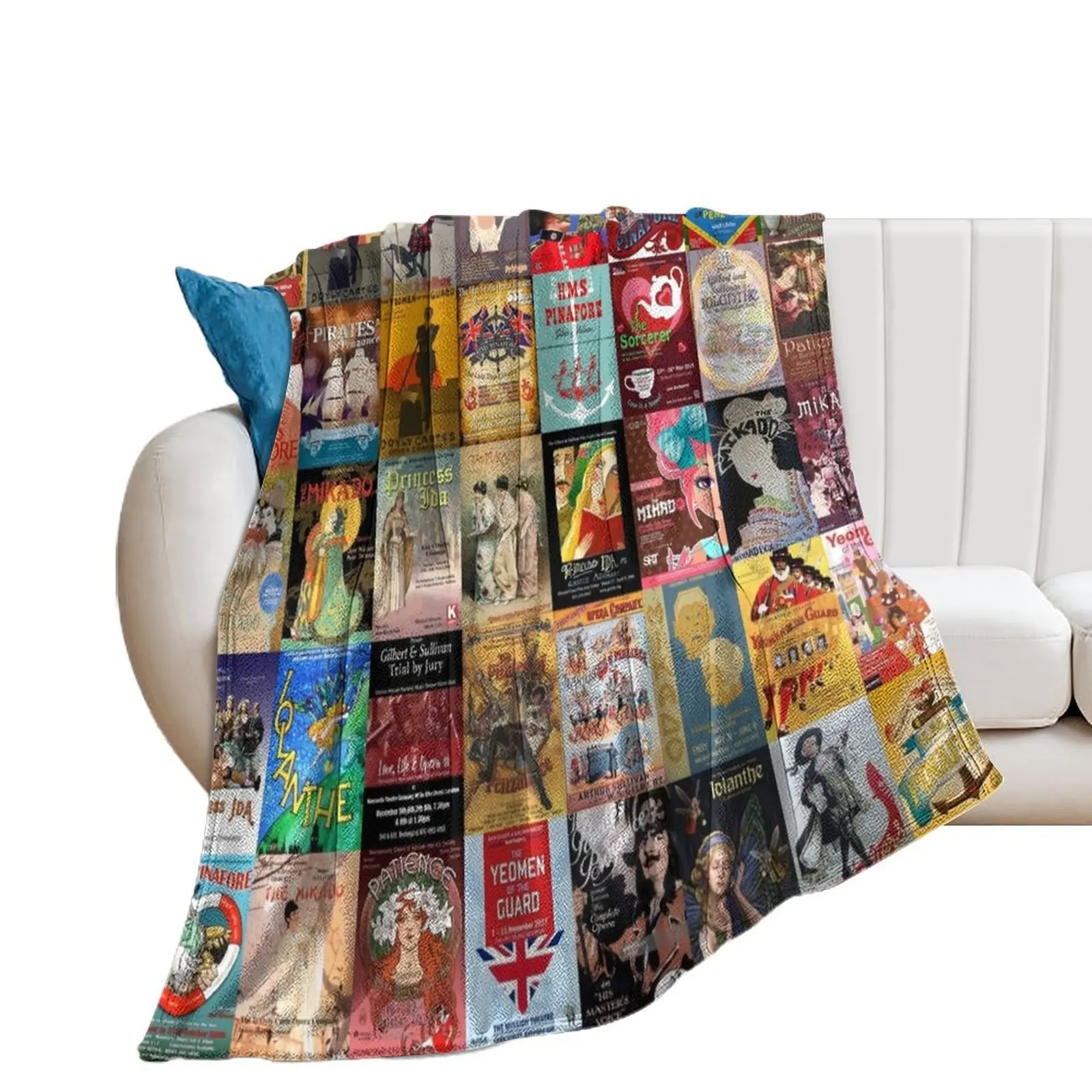 Gilbert and Sullivan Opera Posters Throw Blanket Cute Plaid Soft Beds Summer Beddings Blankets