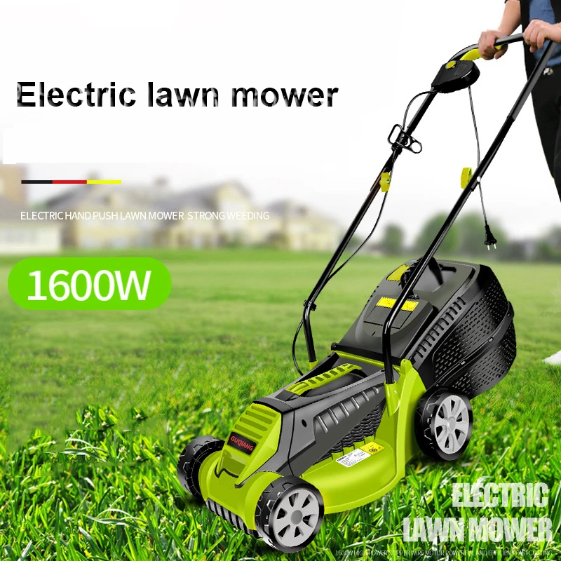 

220V Electric Lawn Mower Corded Electric Walk-Behind Push Mower Portable Outdoor Corded Electric Grass Cutting Machine