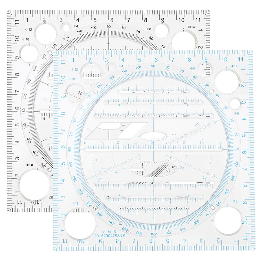 2pcs Drawing Template Circle Stencil Abs Precision Ruler For Art Design Architectural Drafting Tools Shapes