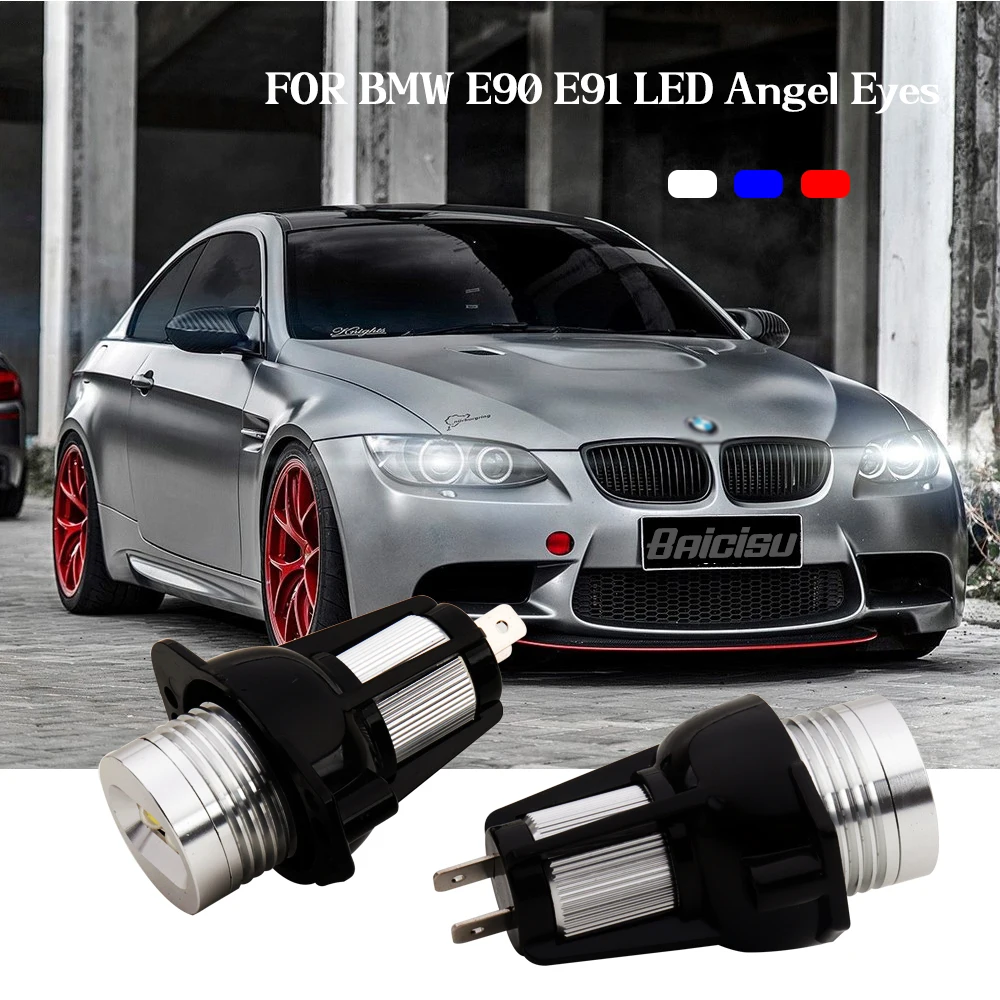 

1 комплект светодиодных габаритных ламп «ангельские глазки», 10 Вт, белые/красные/синие лампы без ошибок для BMW E90 E91 3 серии 3 325i 328i 335i, автомобильный DRL Styling