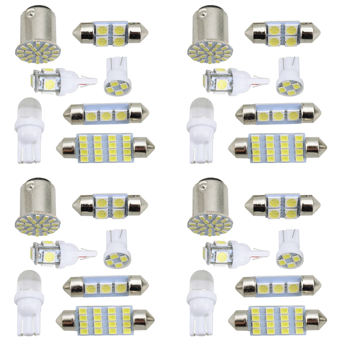 28pcs/Set White LED Bulb Kit for Car Dashboard Instrument Panel Light Dome License Plate Map Parking Lamp 12V Universal