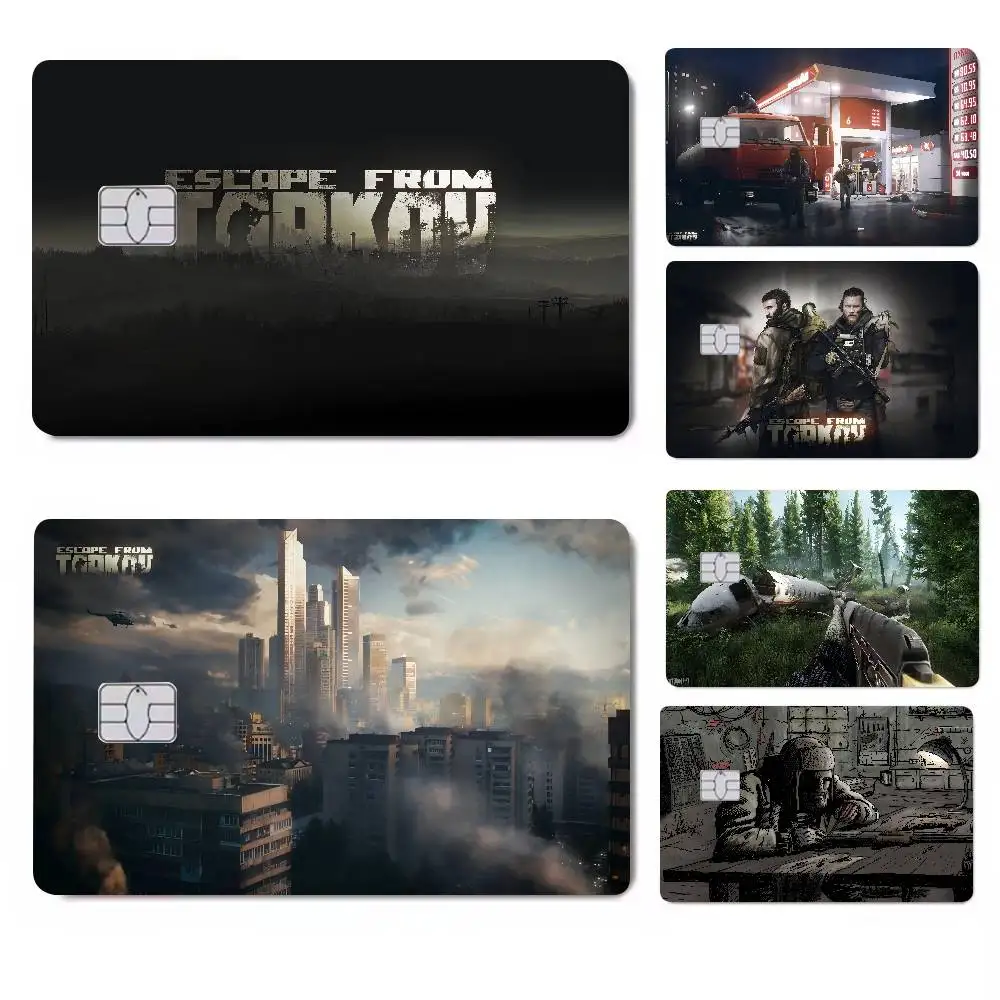 E-الهروب من T-Tarkov 1 مجموعة من 4 قطعة بطاقة الائتمان ملصقات الجلد لبطاقة البنك VISA ملصق مضاد للمياه المضادة للخدش النساء هدية