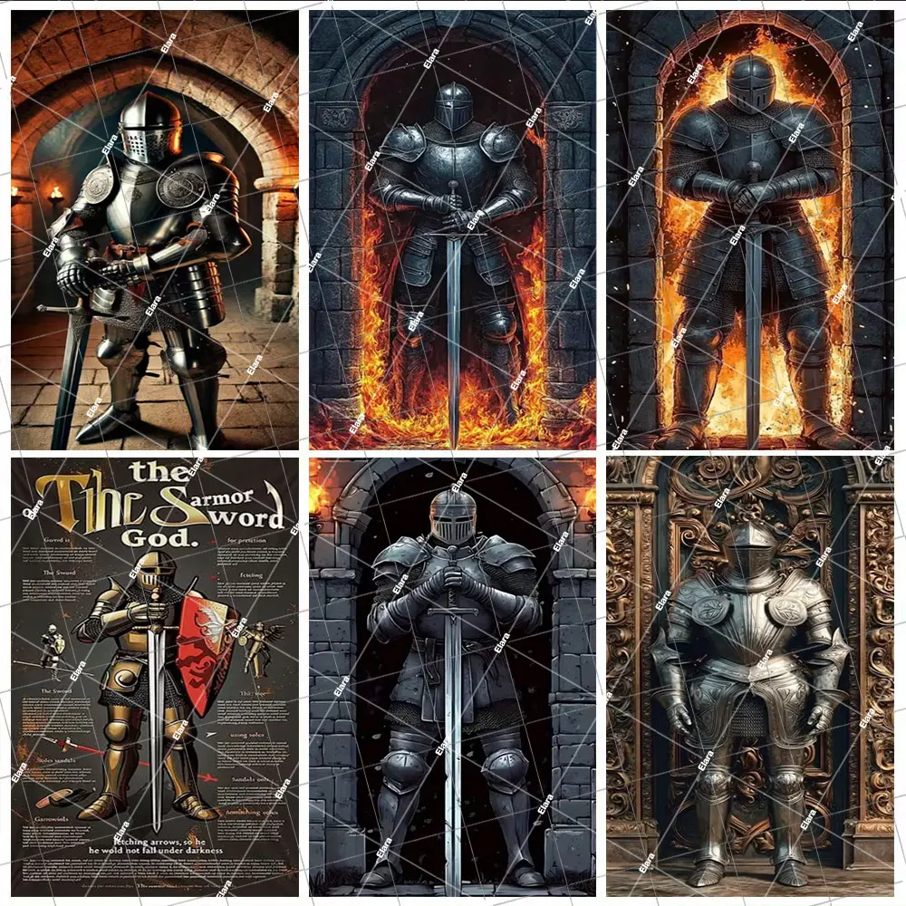 

Medieval Castle Armored Knight Birthday Party God's Armor Knights Door Cover Banner For Porch Decor Festival Party Photo Props